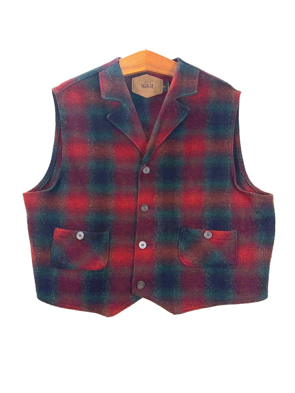 Vintage Woolrich Plaid Wool Vest - XL